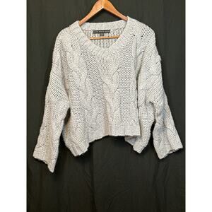 HYFVE Grey Large Cable Knit Oversized Baggy Sweater Gorpcore Streetwear Grunge L